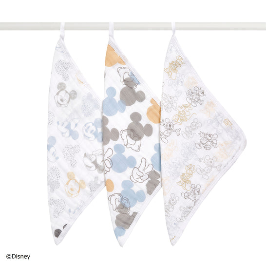 [aden + anais] ディズニー ウォッシュクロス（お口拭き） - 3枚セット  -  ミッキー&ミニー