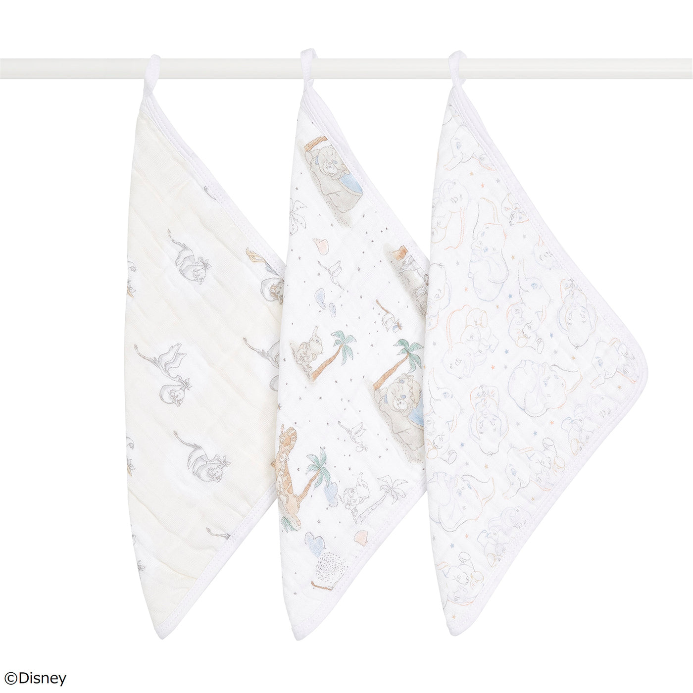 [aden + anais] ディズニー ウォッシュクロス（お口拭き） - 3枚セット  -  マイダーリンダンボ