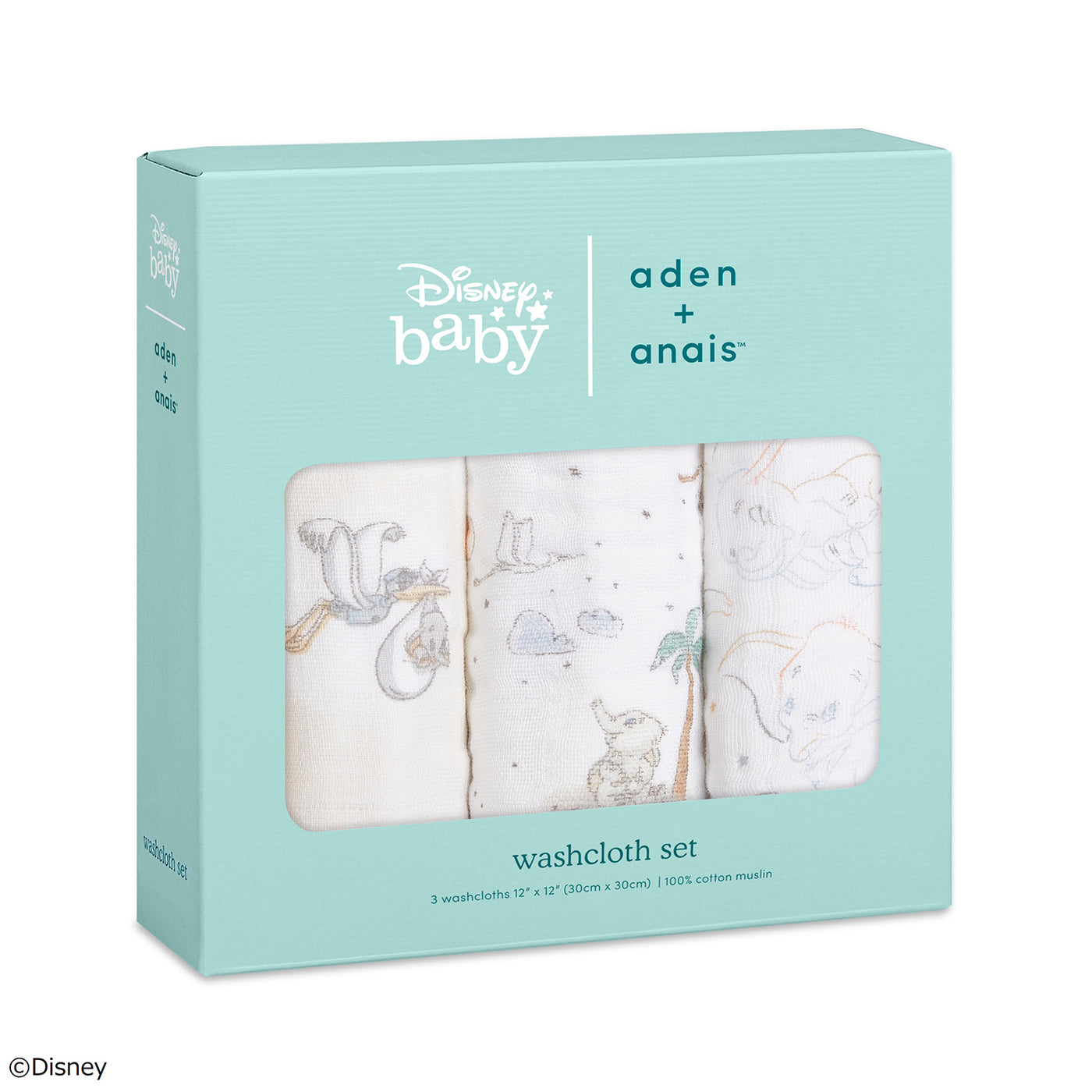 [aden + anais] ディズニー ウォッシュクロス（お口拭き） - 3枚セット  -  マイダーリンダンボ