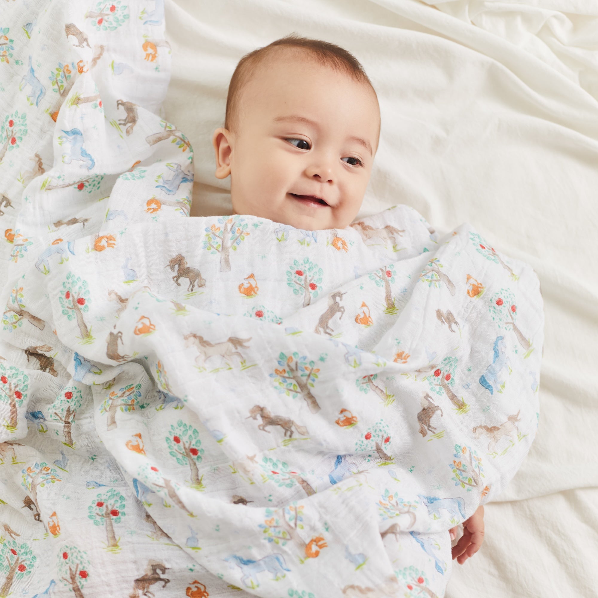 【名入れ】[aden + anais] おくるみ - 3枚セット ／イヤー オブ ザ ホース×Gold・Silver糸