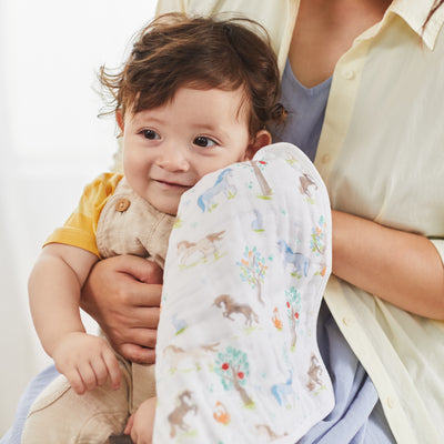 【名入れ】[aden + anais] ウォッシュクロス（お口拭き）- 3枚セット／イヤー オブ ザ ホース×Gold・Silver糸