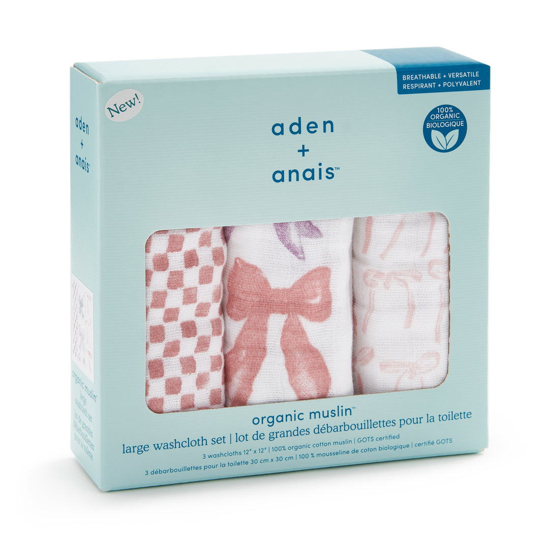aden + anais] オーガニックウォッシュクロス（お口拭き） - 3枚セット