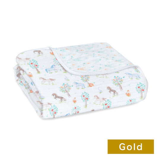 【名入れ】[aden + anais] ドリームブランケット ／イヤー オブ ザ ホース×Gold糸