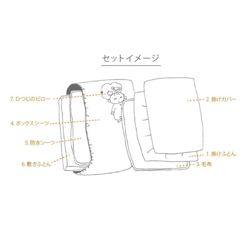 [コドゥ] オーガニック ベビー布団 7点セット ミニサイズ（専用トートバッグ付き）