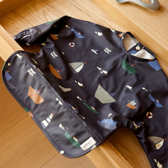 [リーウッド] Merle Printed Cape Bib / メル プリント長袖エプロン