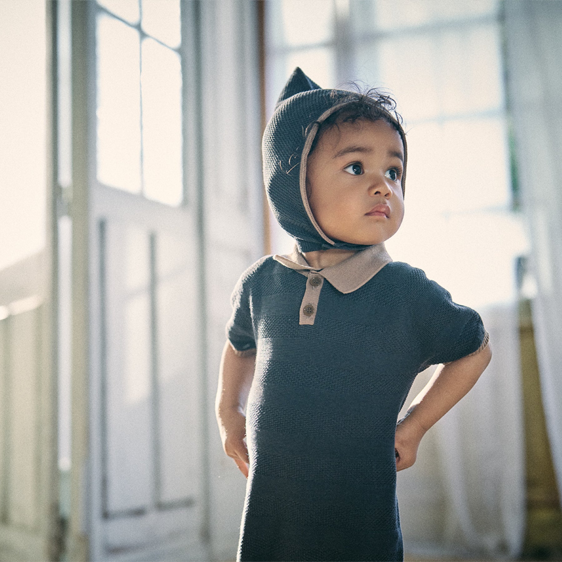 [MARLMARL] knit polo rompers / ニットポロロンパース