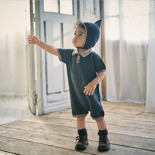 [MARLMARL] knit polo rompers / ニットポロロンパース