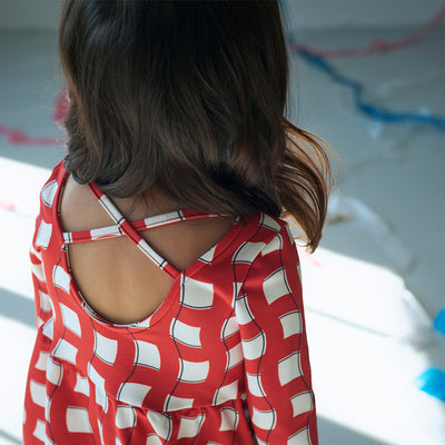[MARLMARL] swimwear grid wave red / スイムウェア グリッドウェーブレッド