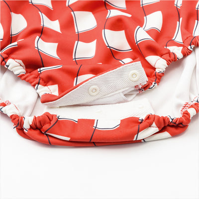 [MARLMARL] swimwear grid wave red / スイムウェア グリッドウェーブレッド
