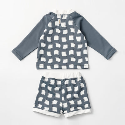 [MARLMARL] swimwear grid wave navy / スイムウェア グリッドウェーブネイビー