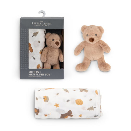 [リトルリネンカンパニー] ミニプラッシュトイ & おくるみセット
