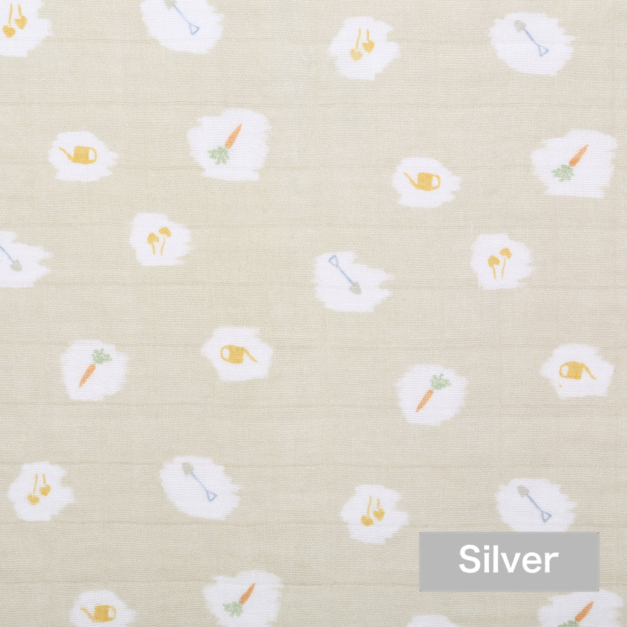 【名入れ】[aden] おくるみ - 3枚セット ／イヤー オブ ザ ラビット×Brown・Silver糸