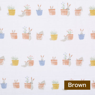 【名入れ】[aden] おくるみ - 3枚セット ／イヤー オブ ザ ラビット×Brown・Silver糸