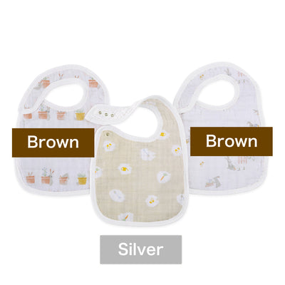 【名入れ】[aden] よだれかけ - 3枚セット／イヤー オブ ザ ラビット×Brown・Silver糸