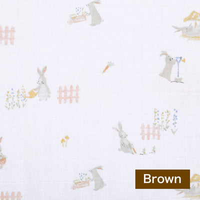 【名入れ】[aden] よだれかけ - 3枚セット／イヤー オブ ザ ラビット×Brown・Silver糸